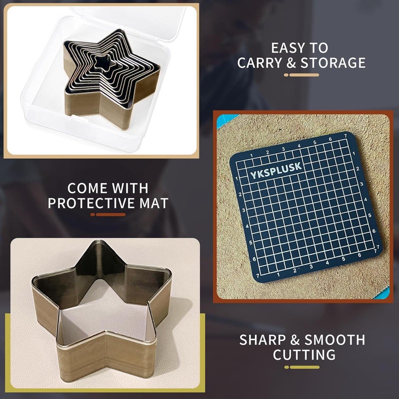 YKSPLUSK 9 PCS Hollow Punch Cutter Set9 Sizes Star Shape Leather Cutting Dies Cutter ToolCutting Mold Punching Die Set for DIY Leather CraftLeather Cutter Hollow Punching Tool with Plastic Box SCS009 - Image 4